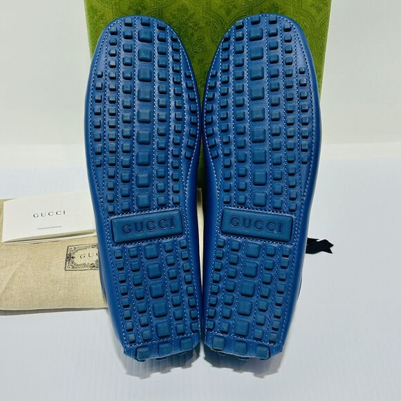 Gucci GG Interlocking Men's Loafer Blue Driver moccasins Shoes G 8/ US 8.5 NIB - Picture 8 of 16